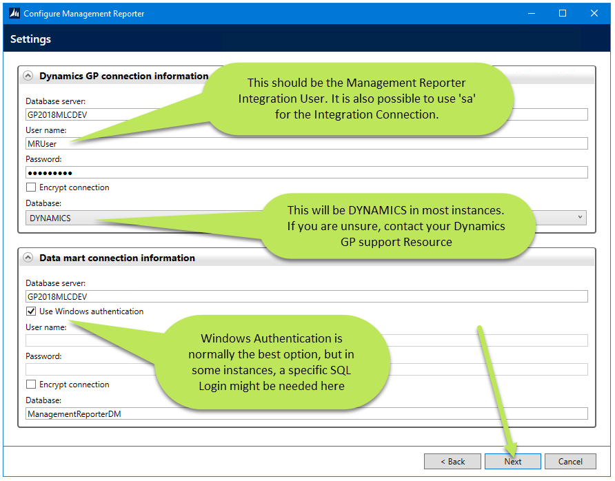 How to configure the Data Mart Integration Settings.