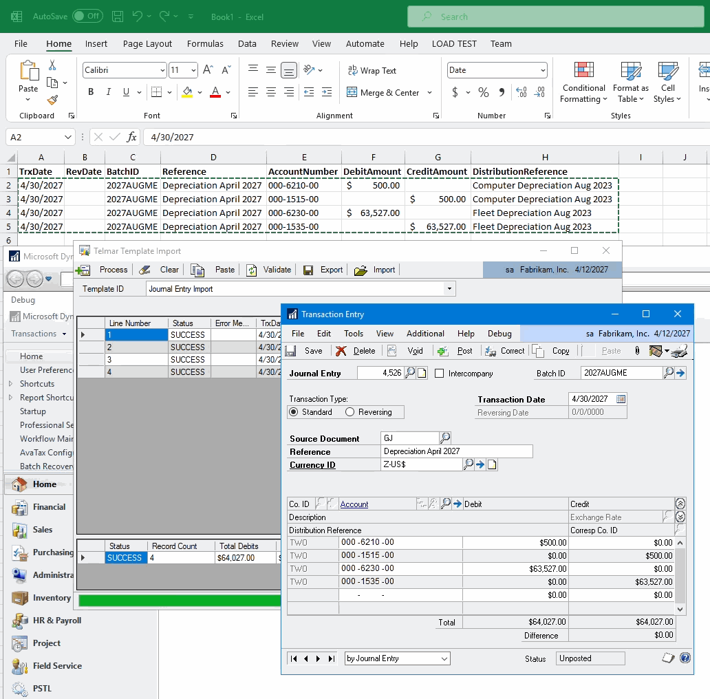 Importing a Journal Entry into Dynamics GP using the TTI